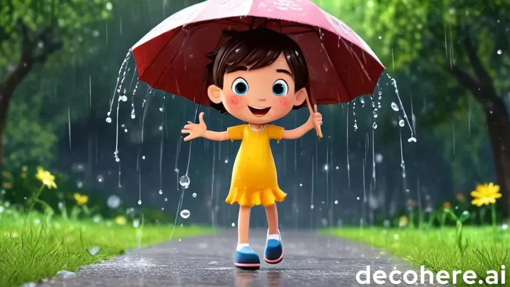 a little girl holding an umbrella in the rain