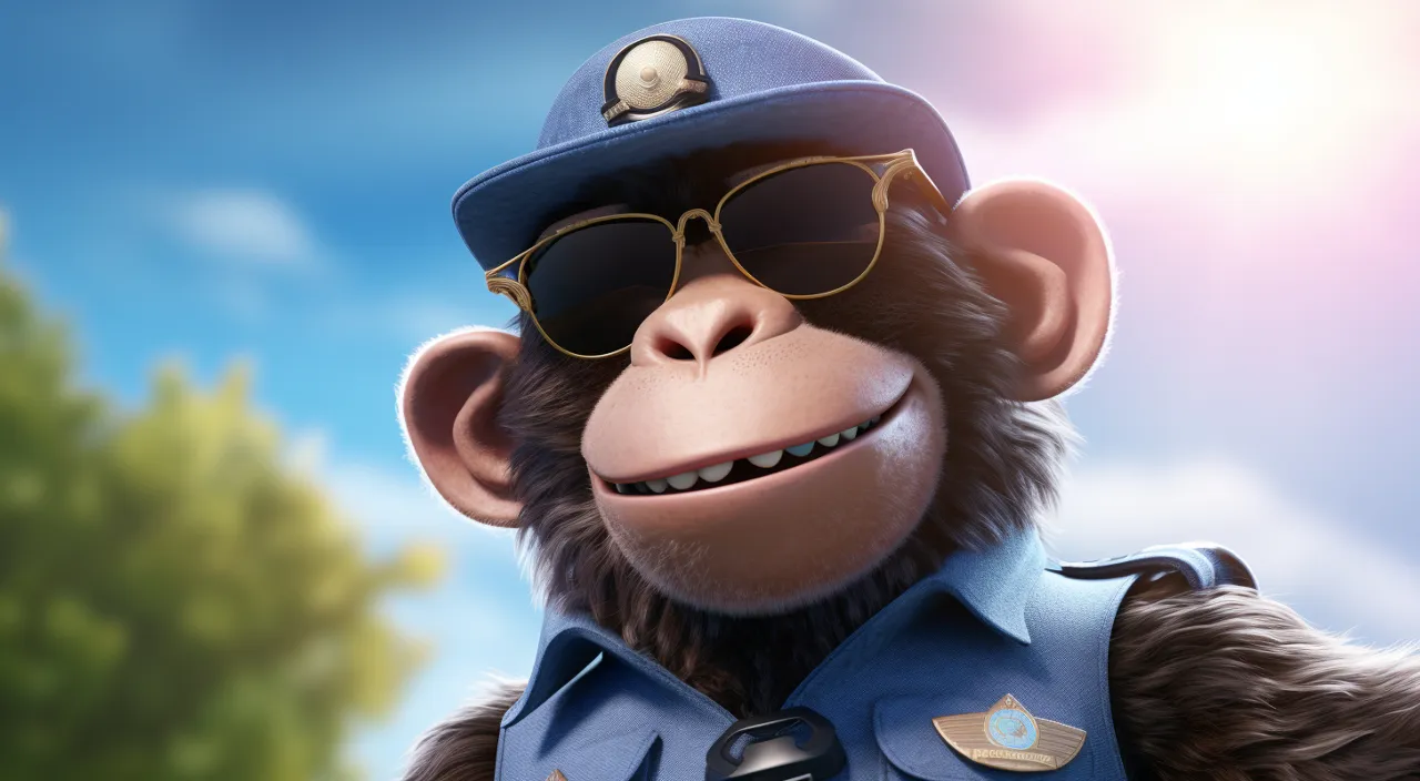 a monkey wearing a police uniform and sunglasses