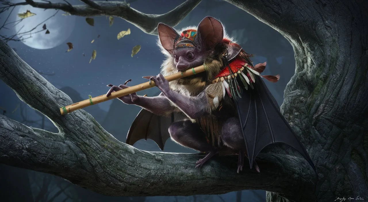 a bat sitting on top of a tree branch