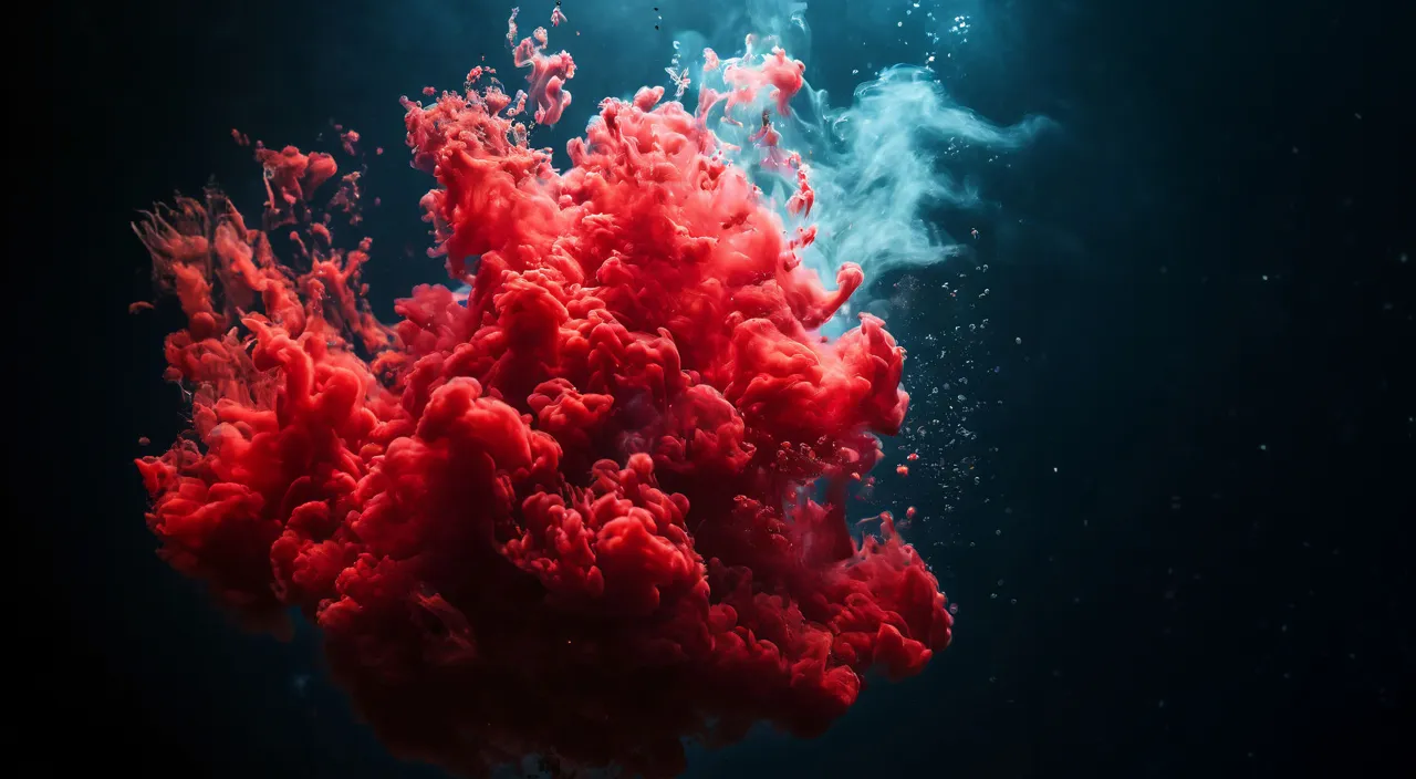 a red substance is floating in the water