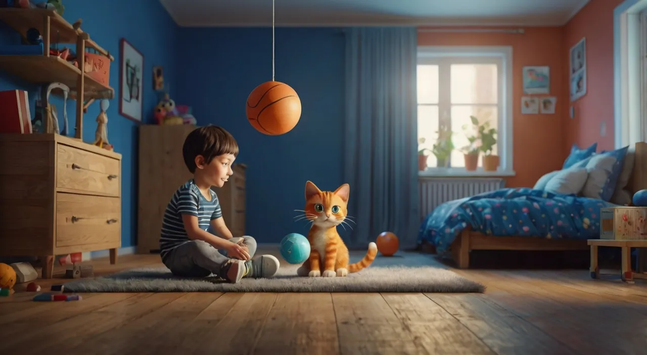 a little boy that is sitting on the floor with a cat