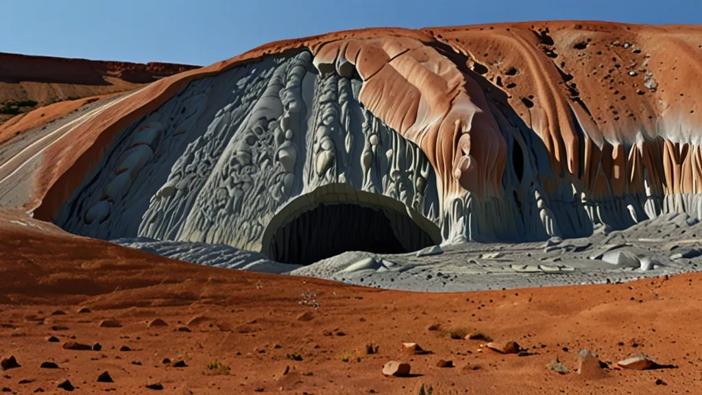 a large rock formation in the middle of a desert