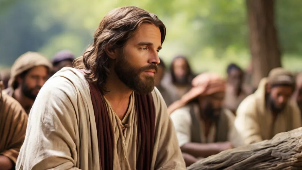 a man with long hair and beard wearing a brown robe