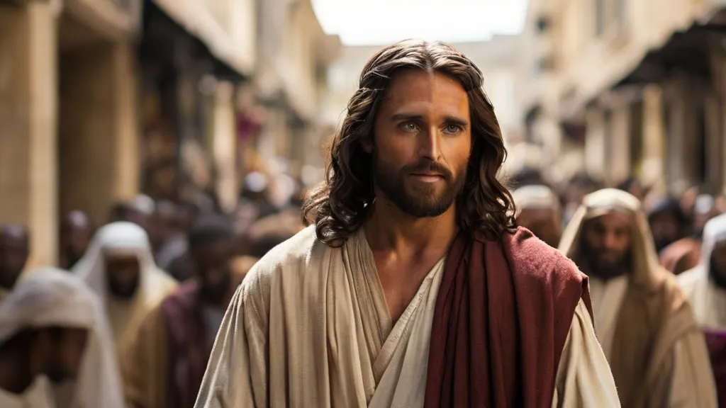 a man with long hair and a beard in a crowd of people