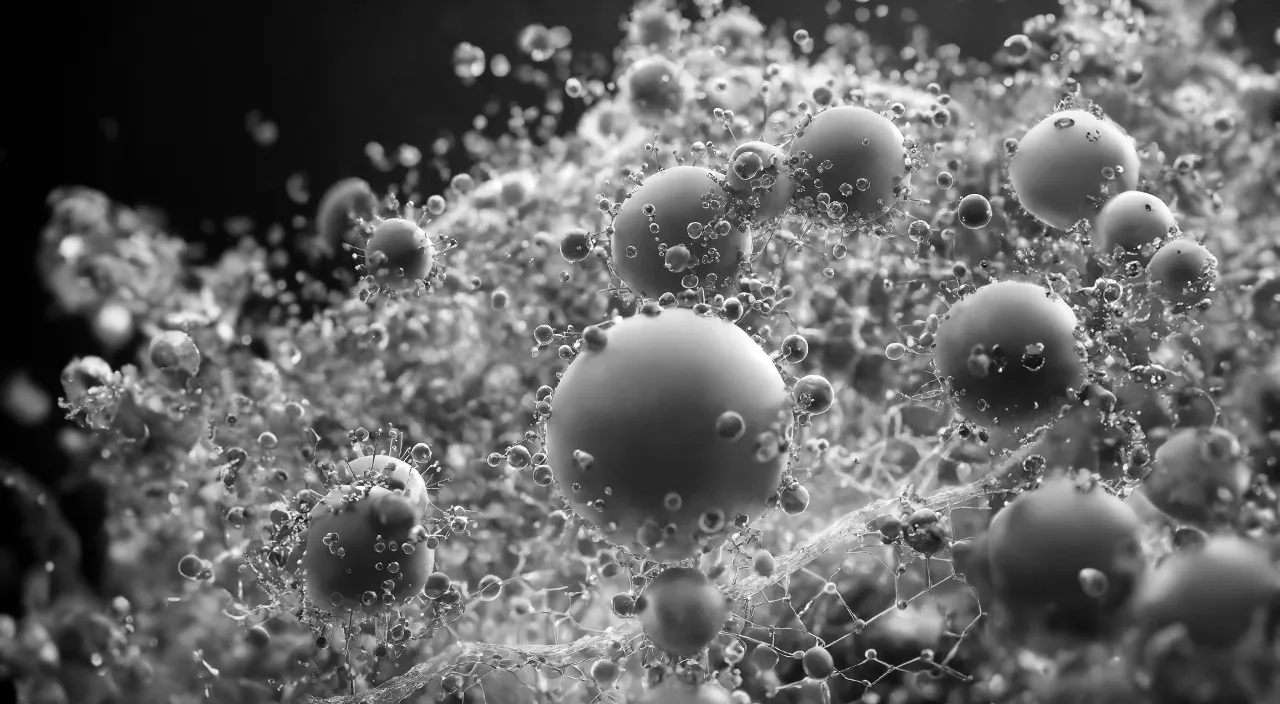 virus bacteria molecule bubbles transparent structure, hi tech background,