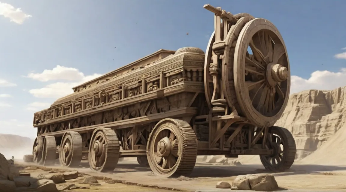 a large wooden truck in the middle of a desert