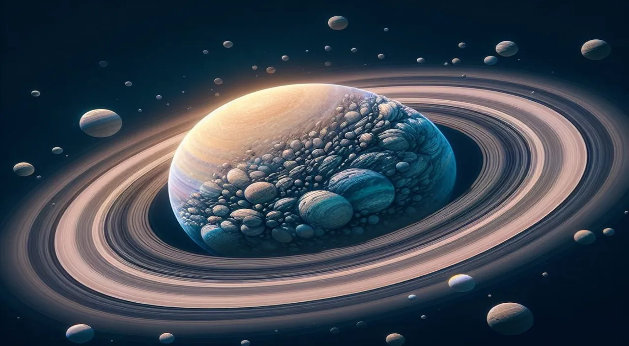 an artist's rendering of the solar system with its rings and planets