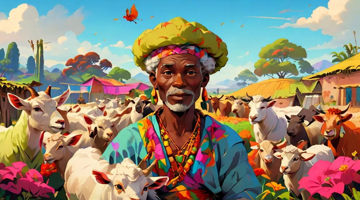 an old man tending to his livestock