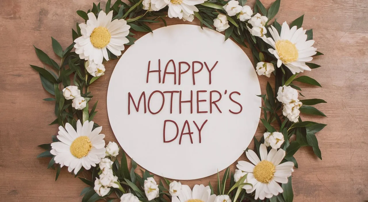 Written "Happy Mother's Day" with flowers