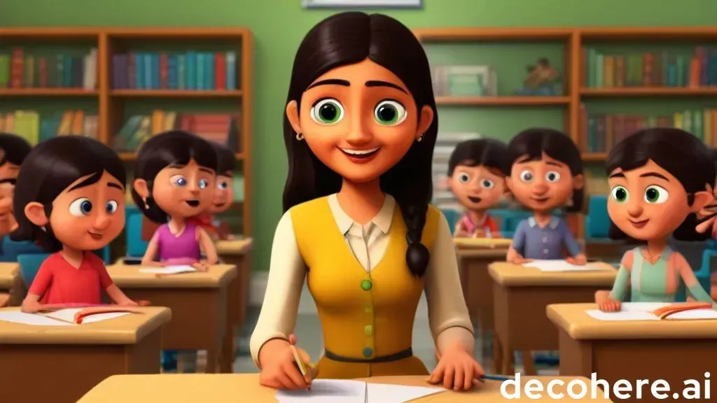 a woman standing in front of a classroom full of children