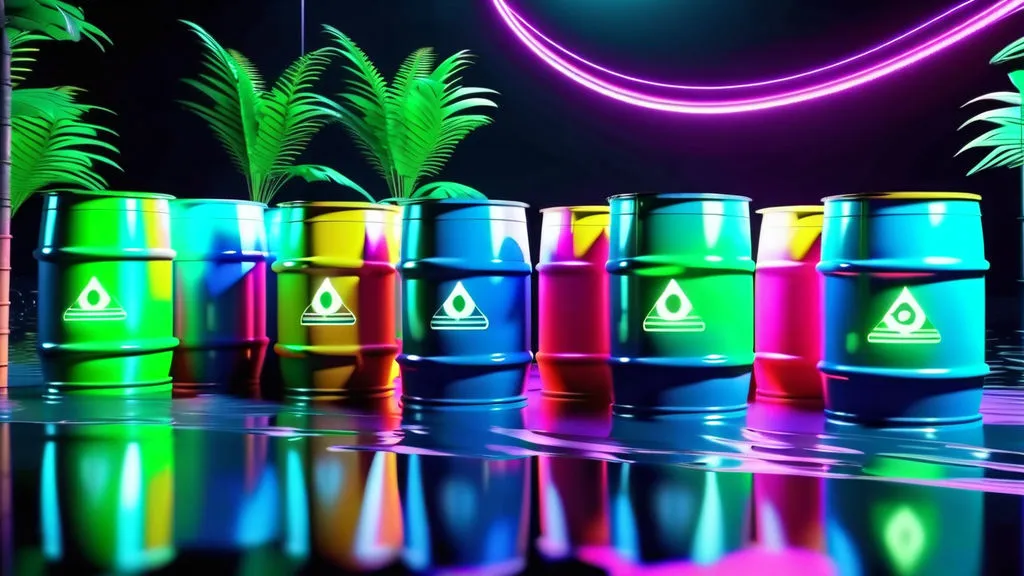 a group of colorful barrels sitting next to each other