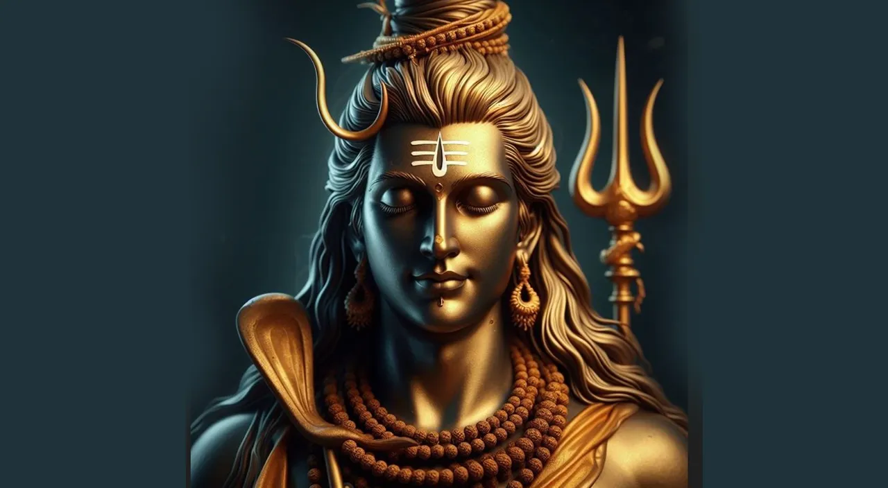 Create a golden shiva with golden background, 8k, size of 1920x1080, colorful
