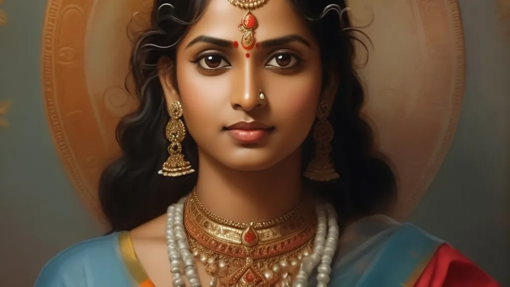 a painting of a woman wearing a necklace