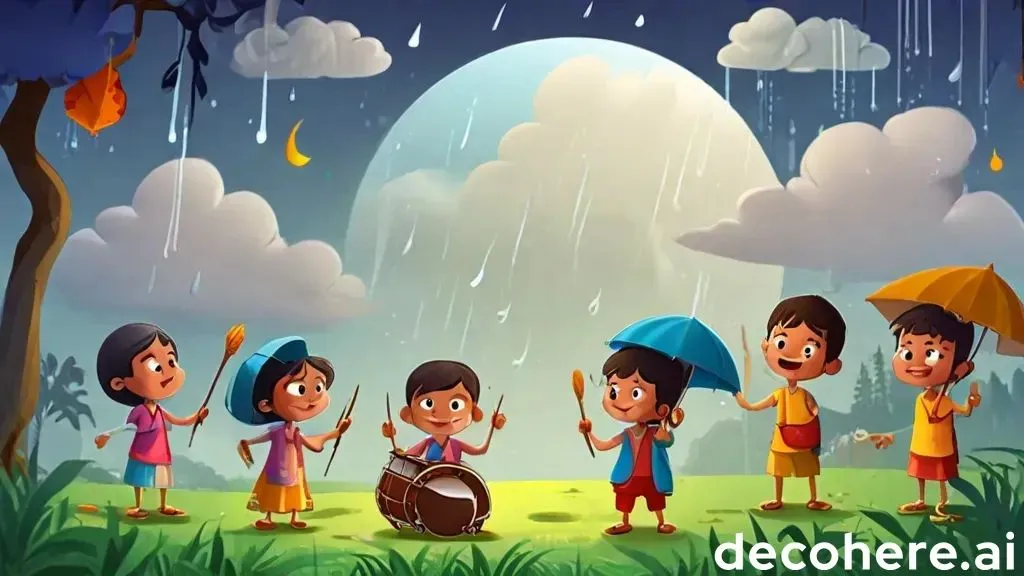 a group of children standing under umbrellas in the rain