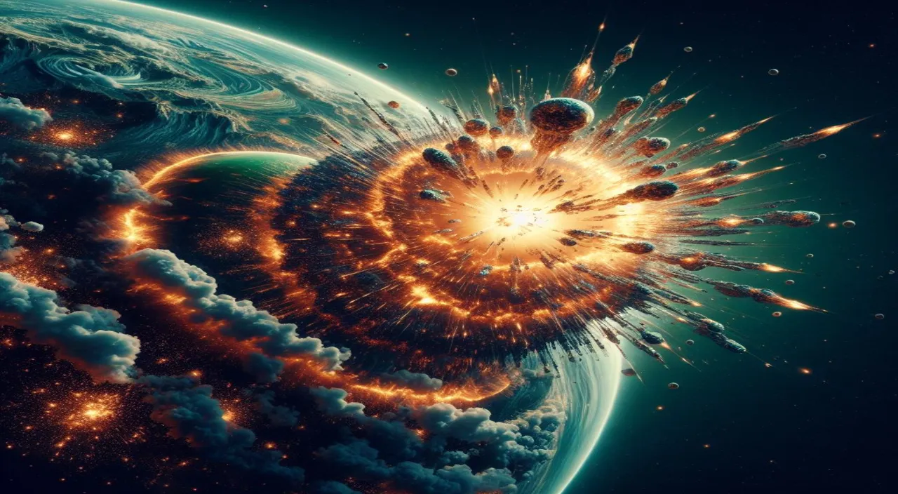 a computer generated image of an exploding earth