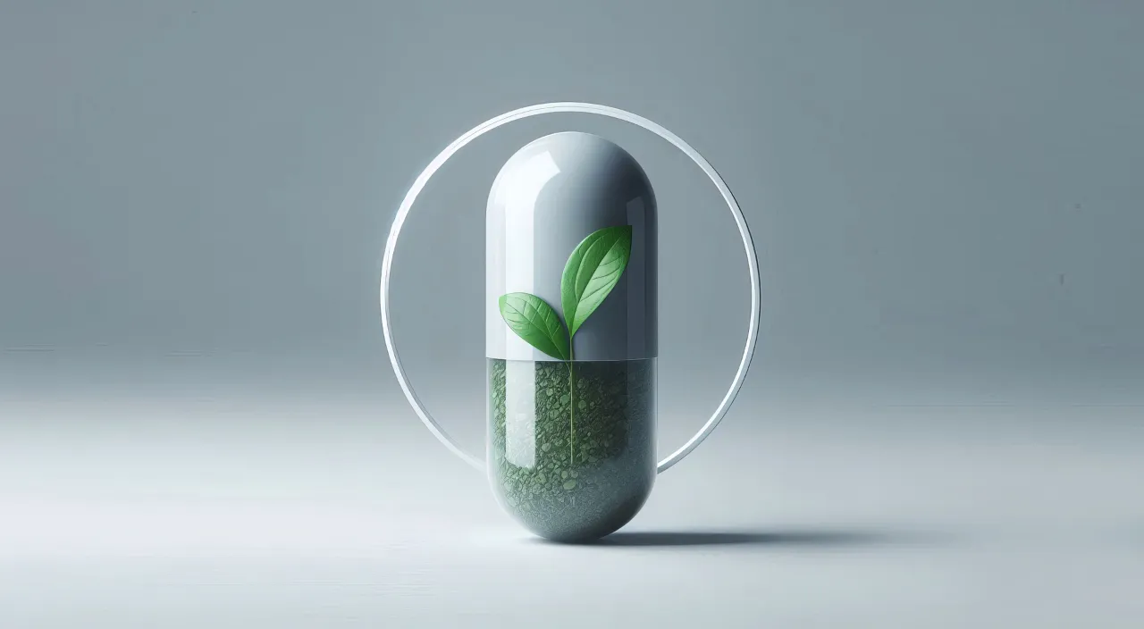 capsule with green leaves inside