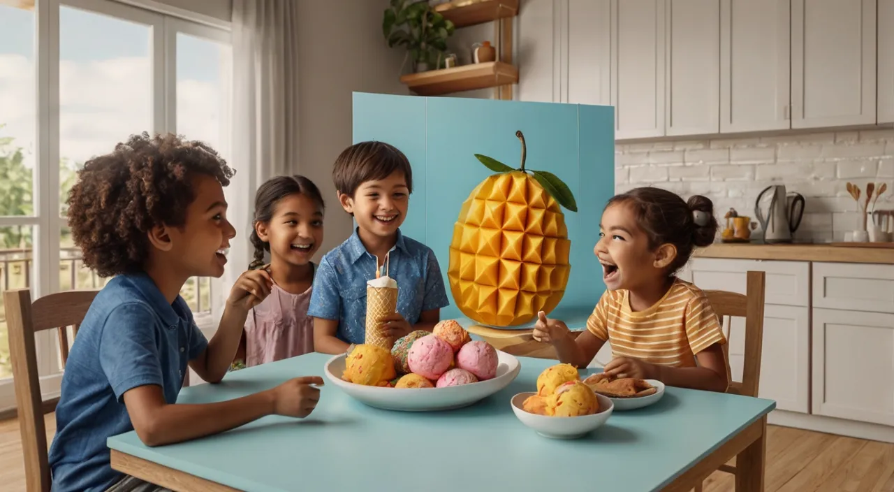 a group of children sitting around a table eating food