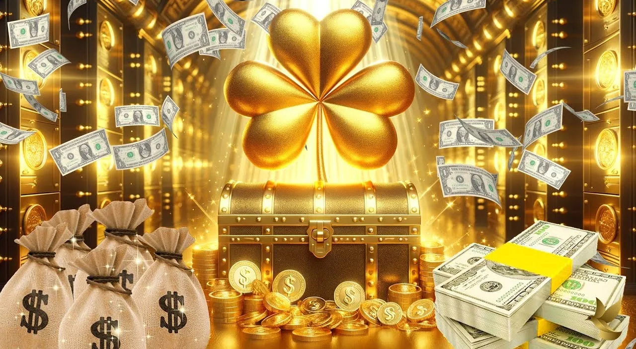 Create a money with golden background, 8k, size of 1920x1080, colorful
