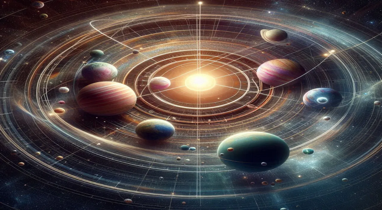 an artist's rendering of a solar system with eight planets