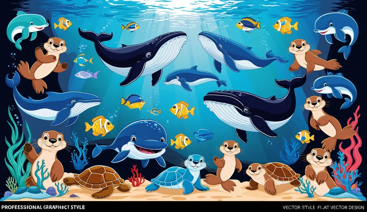 a group of sea animals swimming in the ocean