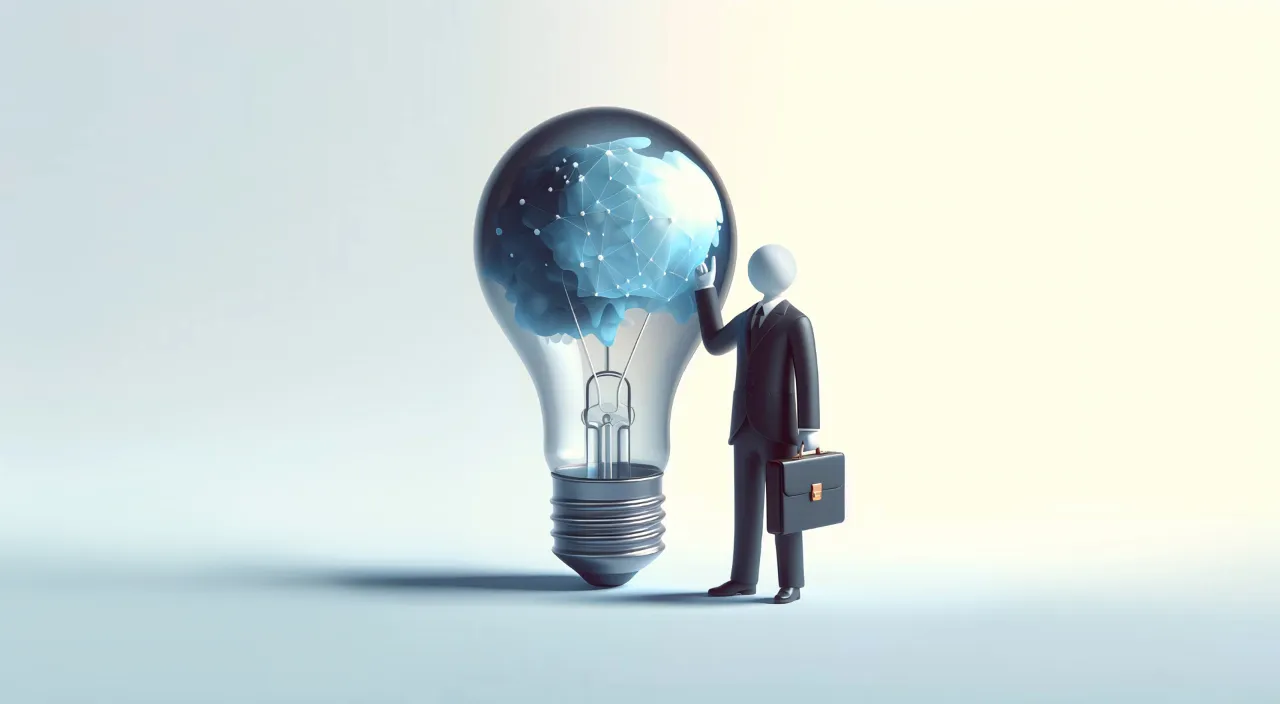 cartoon man standing next to a light bulb with the earth inside