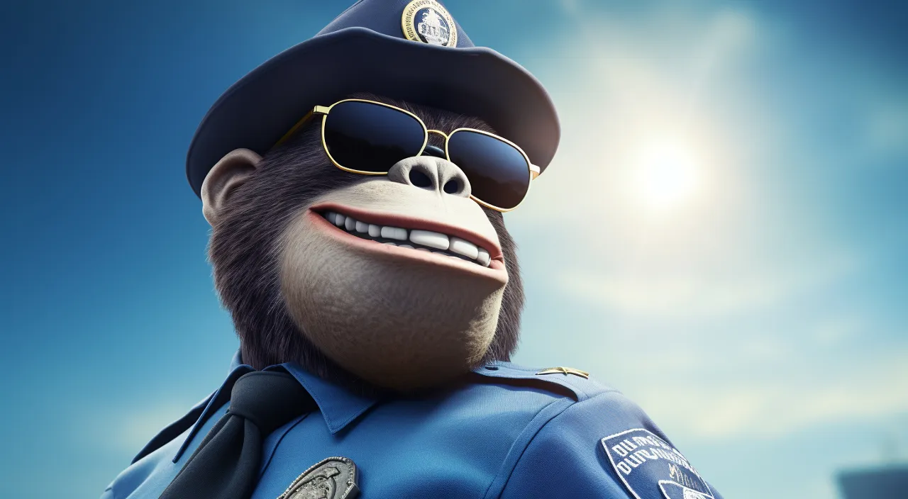 a monkey wearing sunglasses and a police uniform