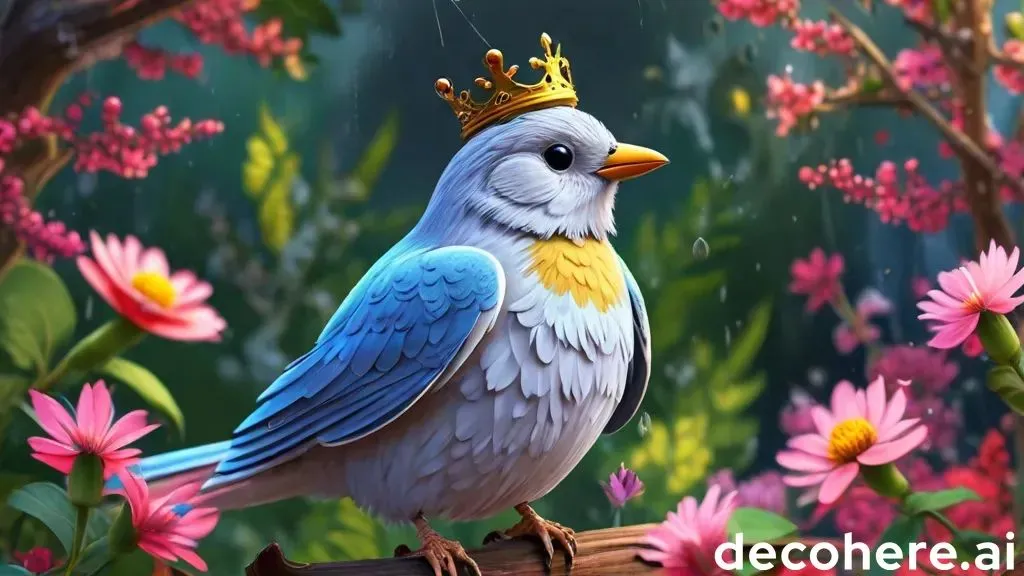 a bird with a crown sitting on a branch