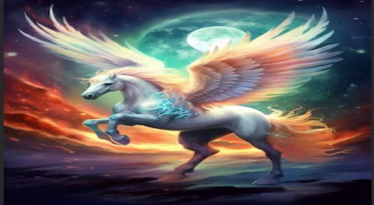 a painting of a white horse with wings