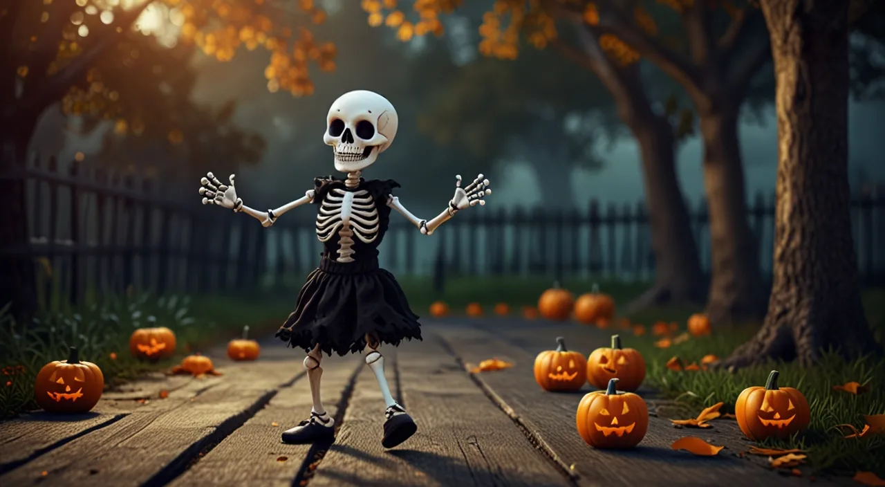 a Halloween skeleton dancing