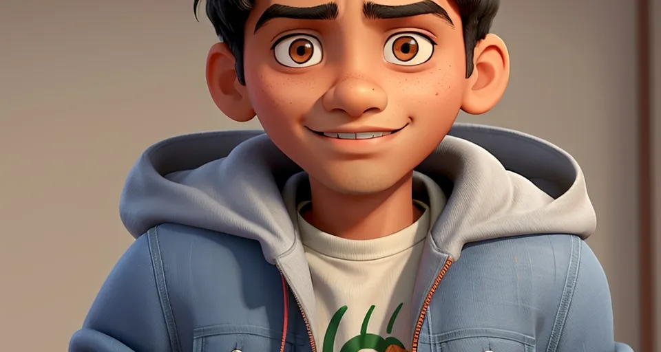 a cartoon character with a hoodie on