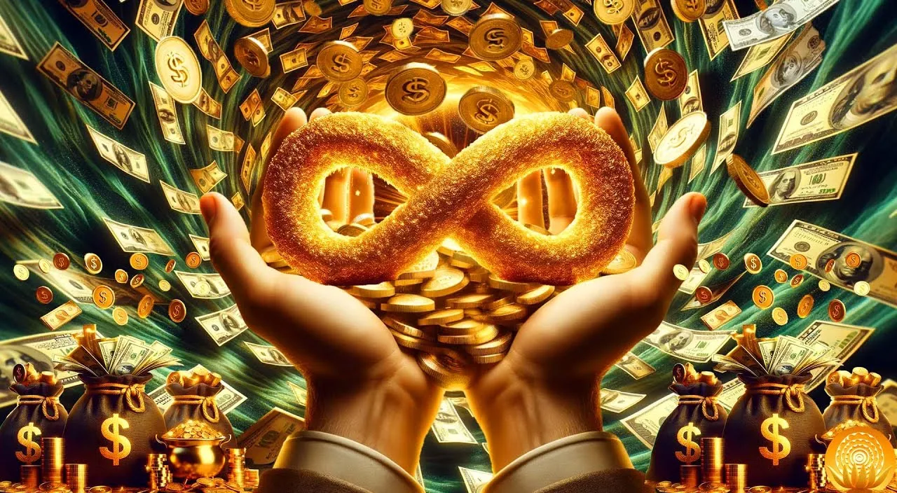 falling money with golden background