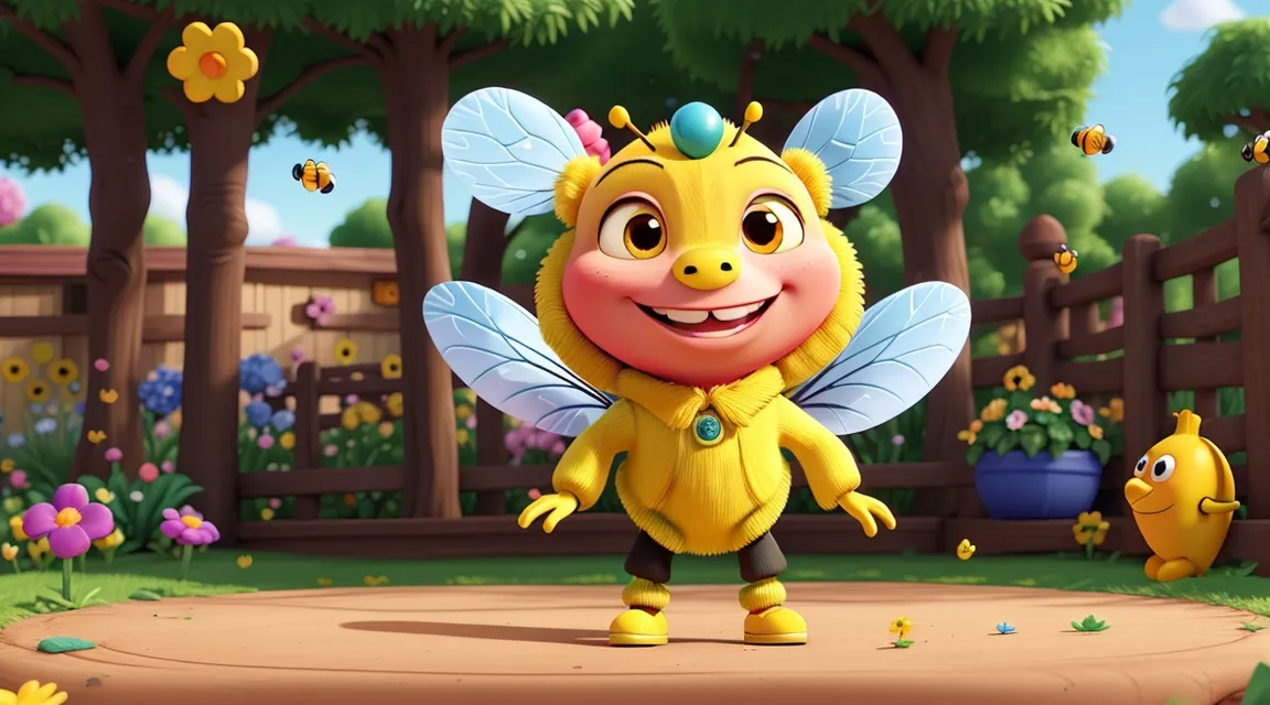 bee is smiling and exploring flowers