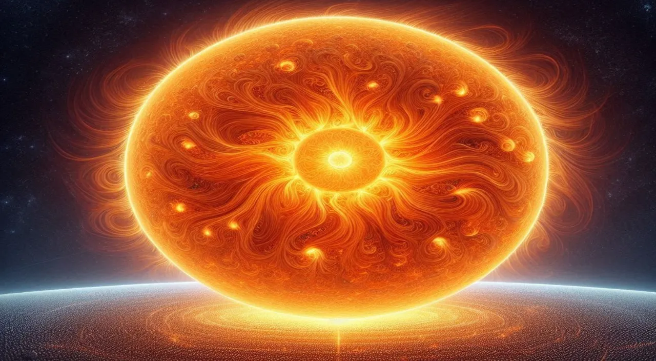 an orange ball of fire is shown in this artist's rendering