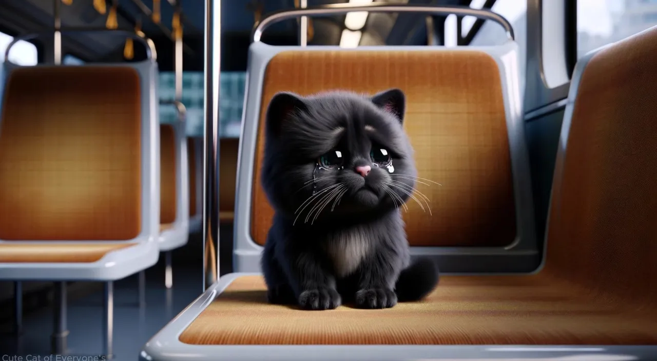 a black cat sitting on top of a seat on a bus