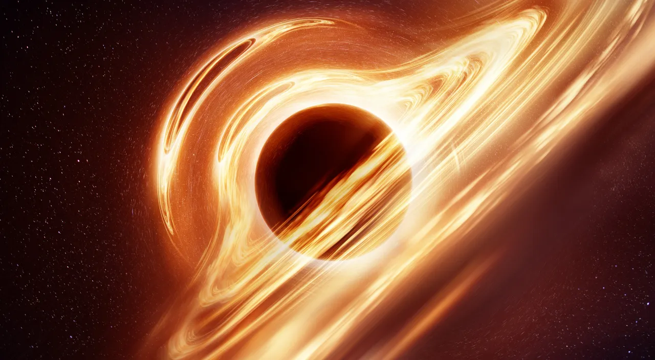 an artist's impression of a black hole in space