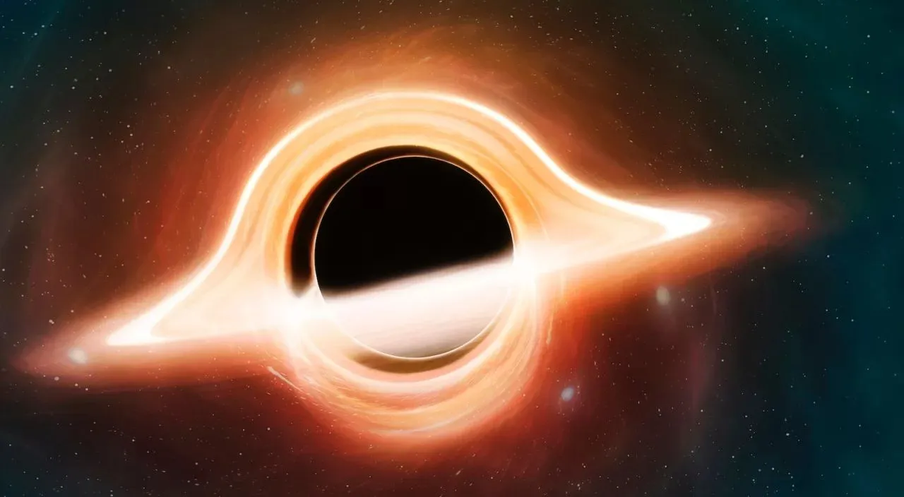 a black hole with a white disk in the center