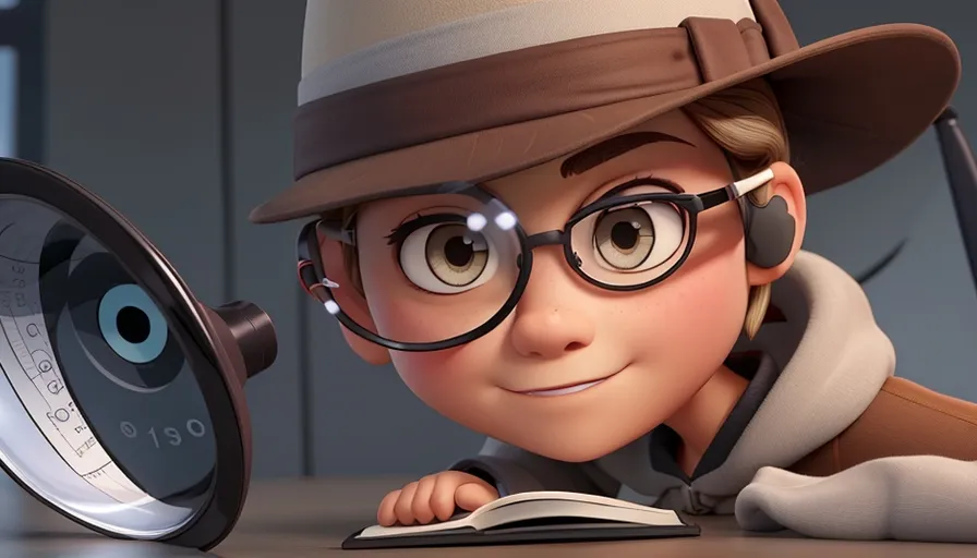 a boy with glasses and a hat is reading a book