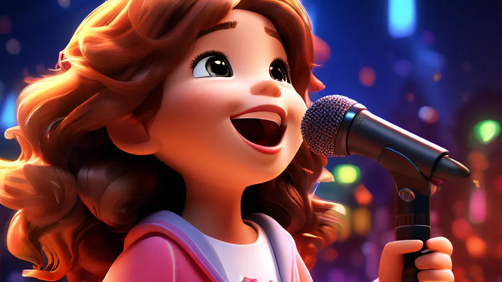 a cartoon girl singing