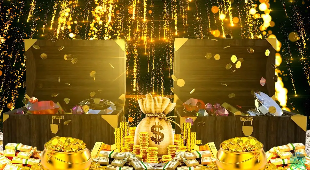 falling money with golden background