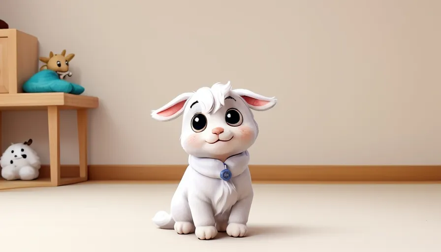 a small stuffed animal sitting on top of a white floor