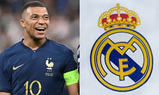 a picture of a soccer player and a real madrid crest