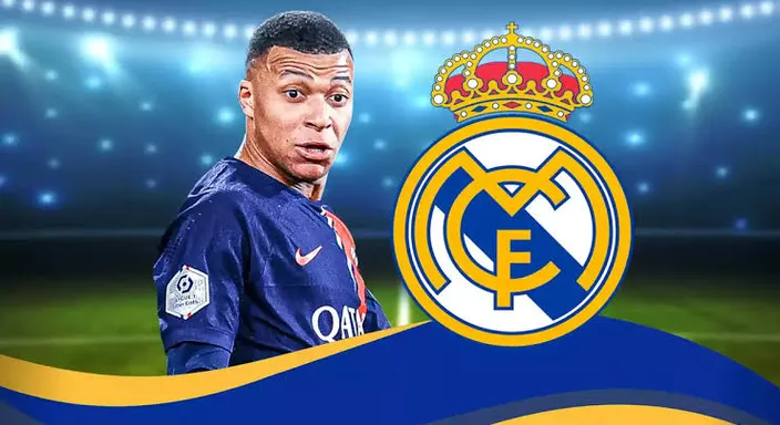 Mbappe with a real madrid logo