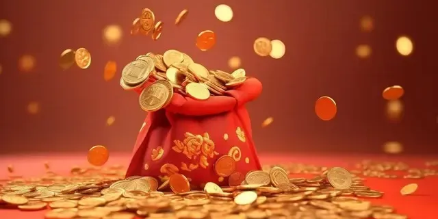 Create a golden money with a golden background, 8k, size of 1920x1080, colorful
