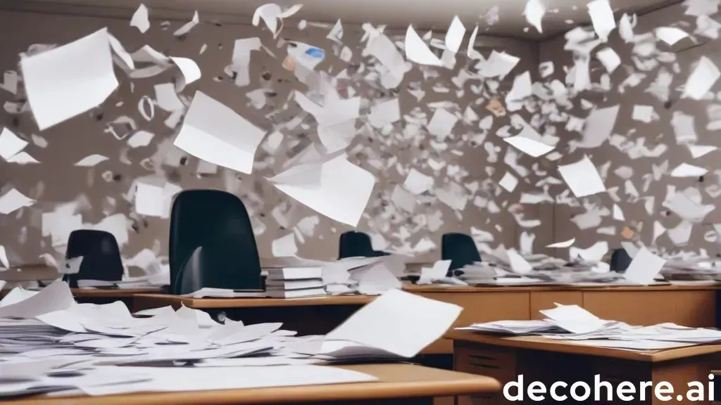 a room filled with lots of desks covered in papers