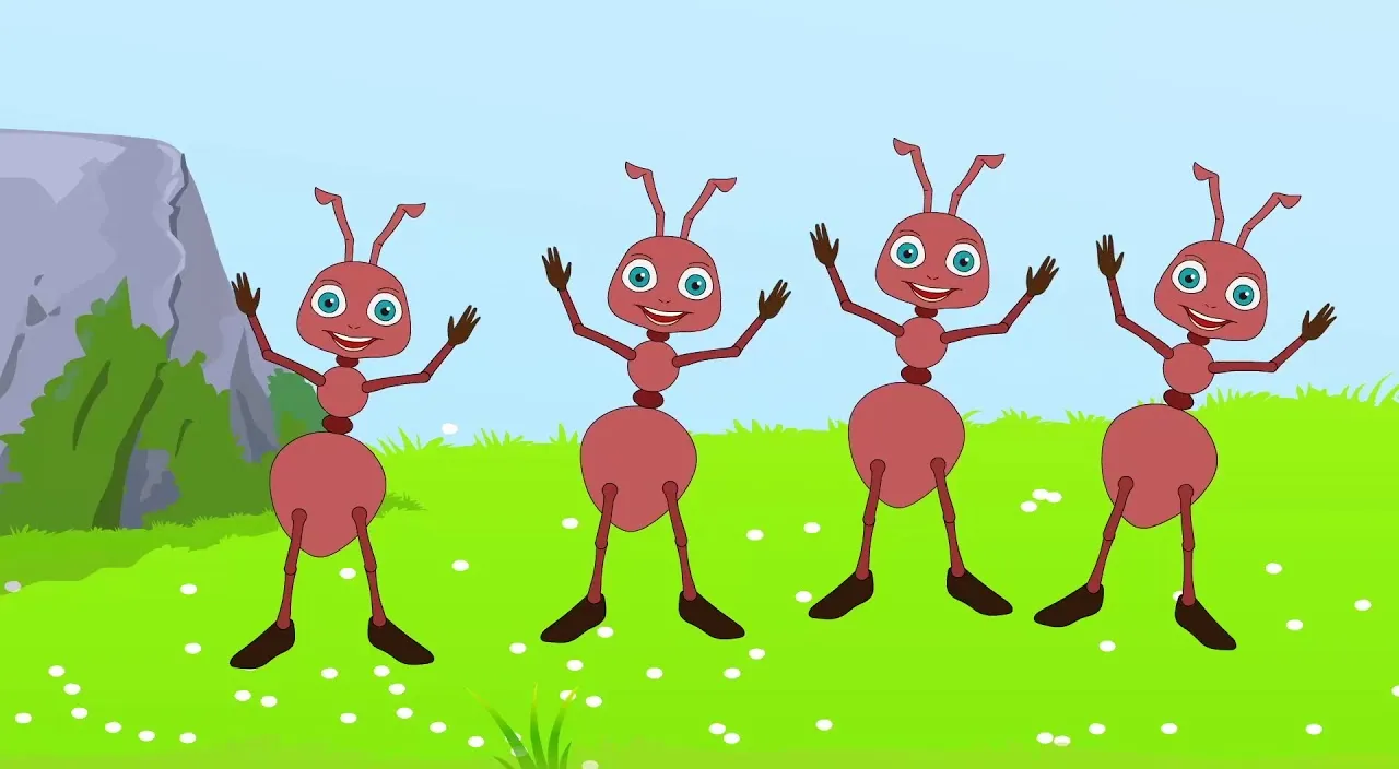 a group of red ants dancing in a field