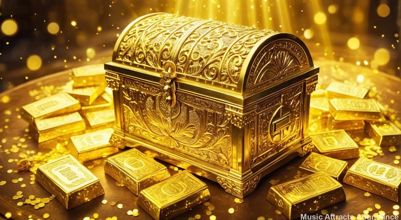 a gold chest surrounded by gold bars