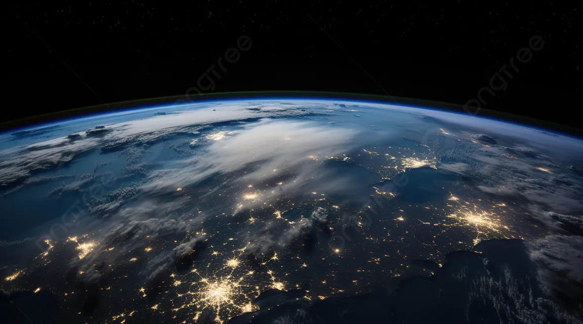 a view of the earth from space at night