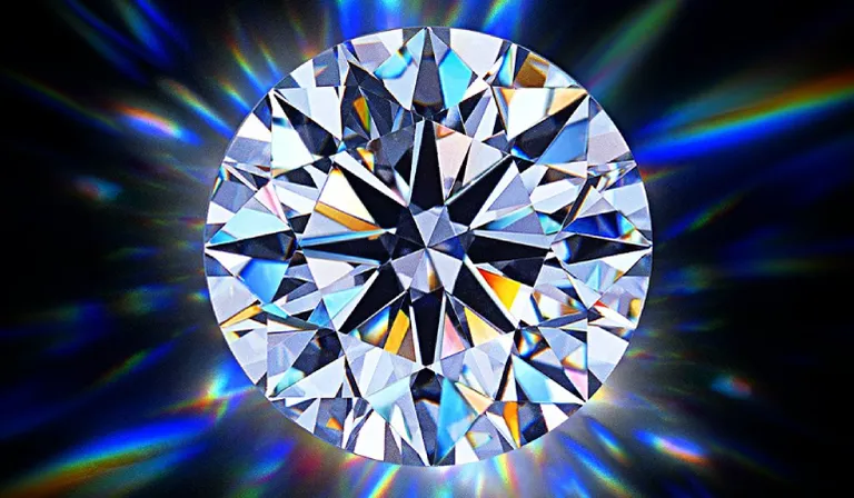 a round diamond surrounded by bright lights