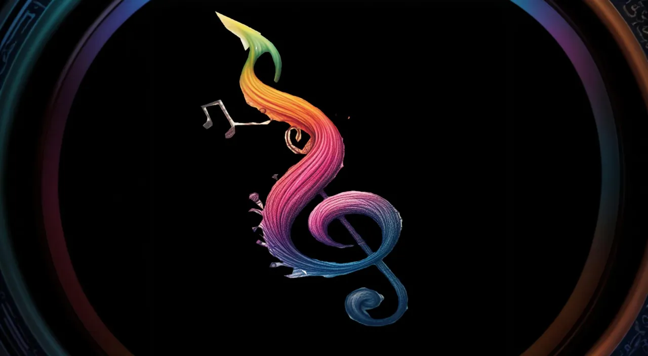 a colorful music note with music notes on it