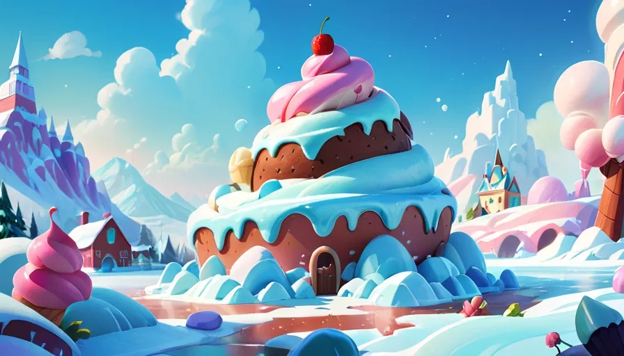 a cartoon picture of a giant ice cream sundae with a cherry on top